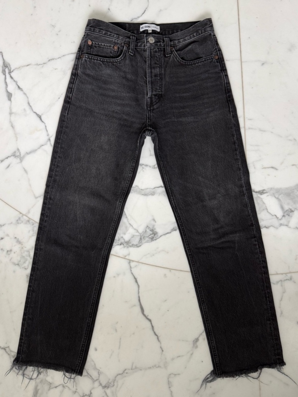 Re/Done Originals Straight Leg Jeans Black Waist 26